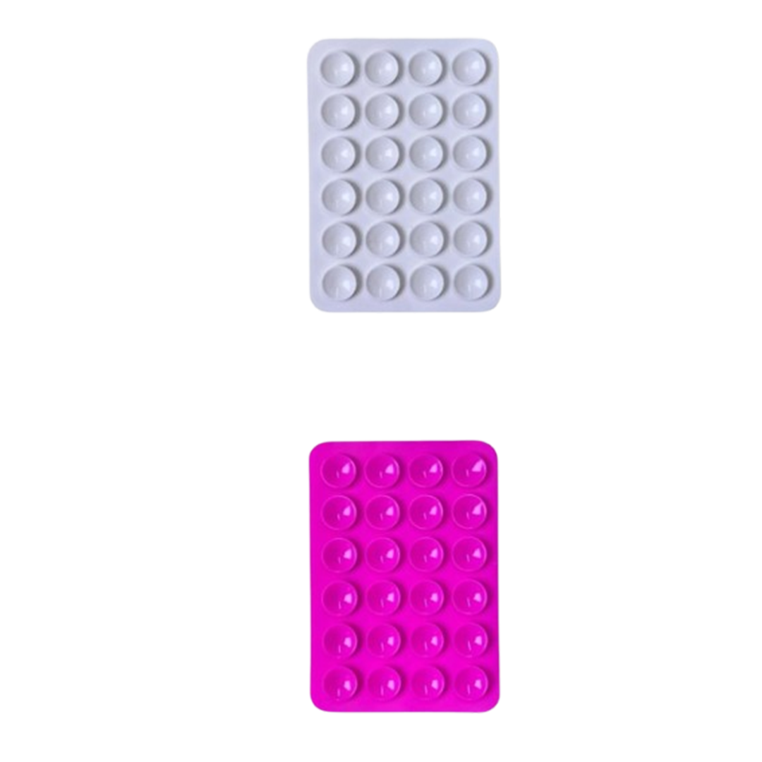 Silikonlu Vantuz Koyu Pembe ve Beyaz Telefon Vantuz Tutucu 2 Adet
