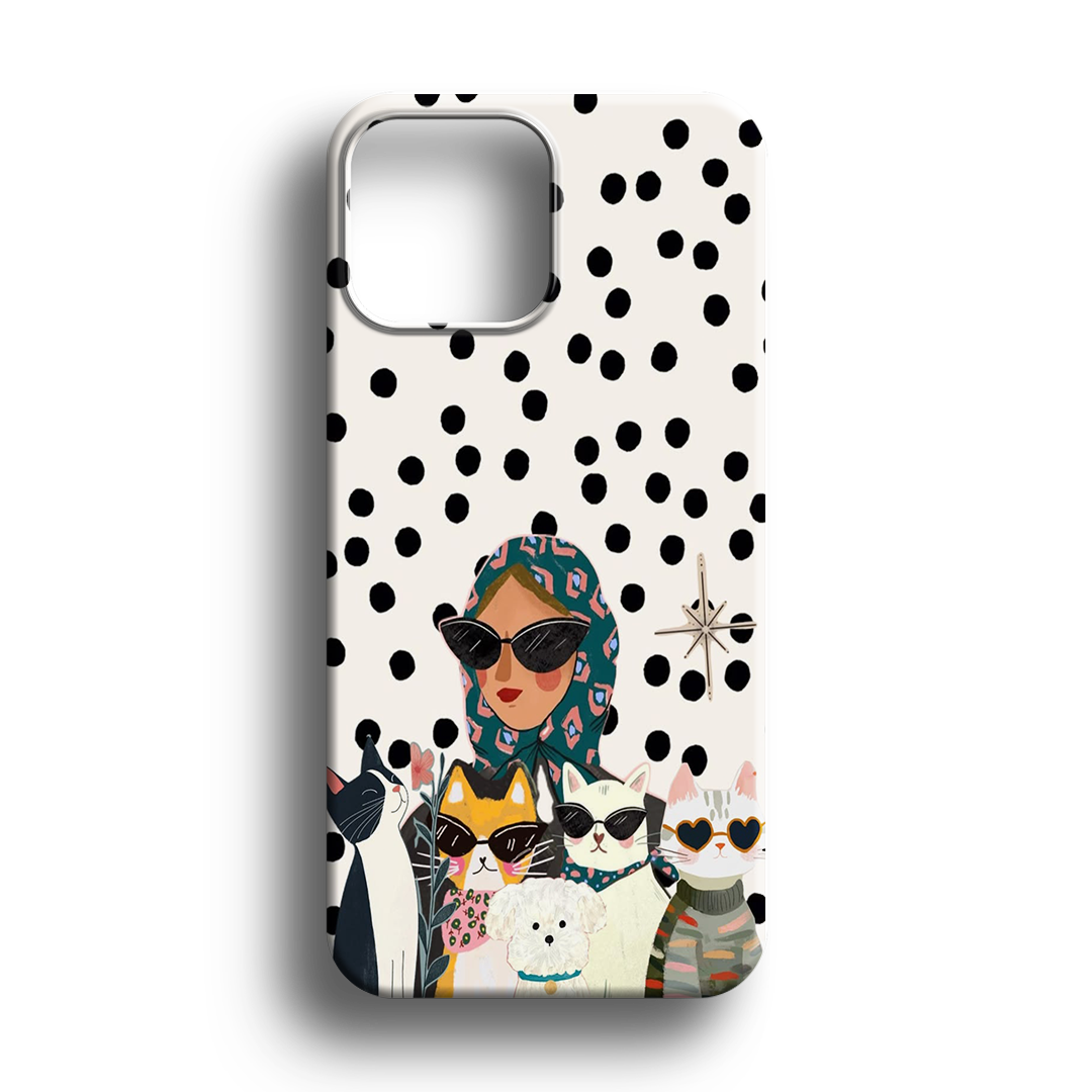 Kedileriyle Mutlu Kadın Premium Telefon Kılıfı - 116