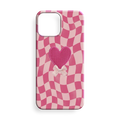Pembe Dama Kalp Premium Telefon Kılıfı - 762