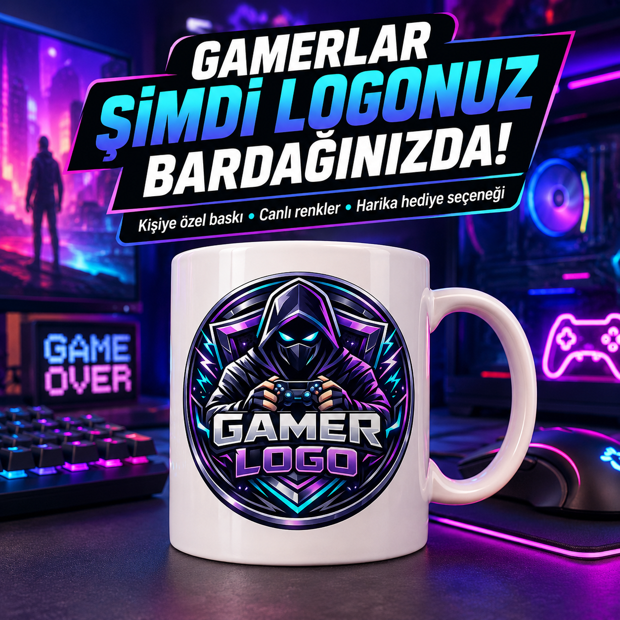 GAMER LOGO Ve Nick Özel Kupa Bardak